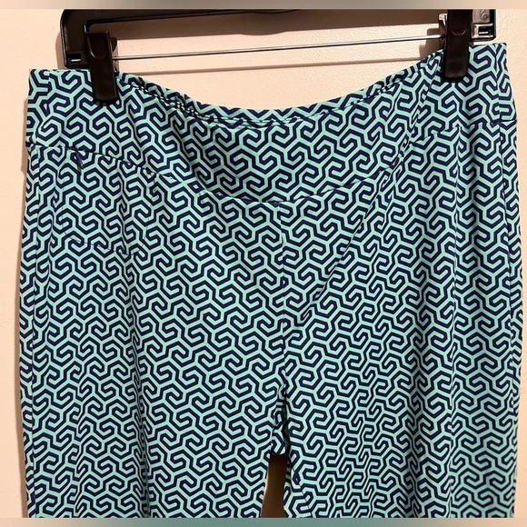 J.Mclaughlin Carmel Pants in Honeycomb Blue Patterned Stretch Flare Size XL - Picture 5 of 16